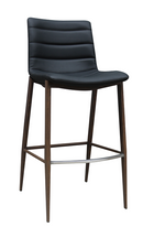 Wood-Grain Metal Barstool & Black Vinyl Seat and Back