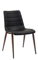 Wood-Grain Metal Chair & Black Vinyl Seat and Back