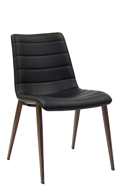 Indoor Metal Wood-Grain Chair with Black Vinyl Back & Seat