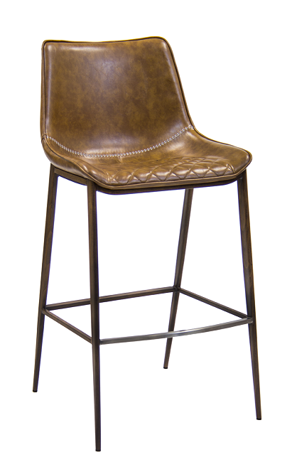 Indoor Wood-Grain Metal Barstool with Brown Vinyl Back & Seat
