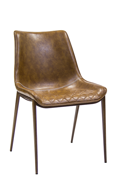 Wood Grain Metal Chair & Brown Vinyl Seat and Back