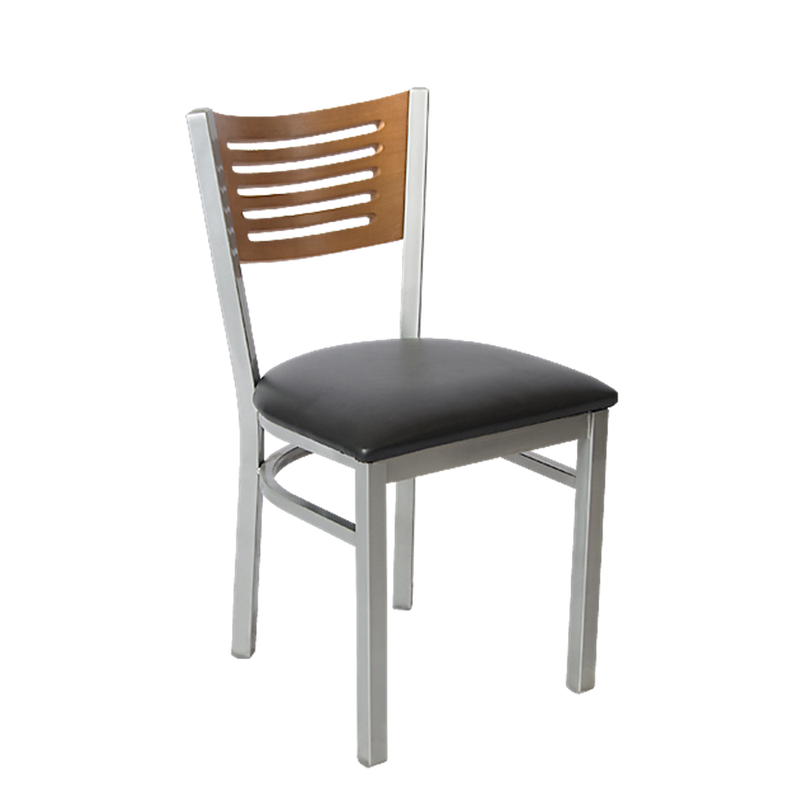Indoor Grey Finish 5 Slats Metal Restaurant Chair - Moda Seating Corp