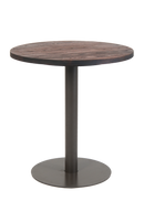 27.5" Round Indoor Steel Table with Walnut Color Elm Wood Top