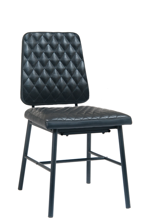 Black Steel Chair with Black Vinyl Back & Seat-5