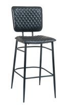 Black Steel Bar Stool with Black Vinyl Back & Seat