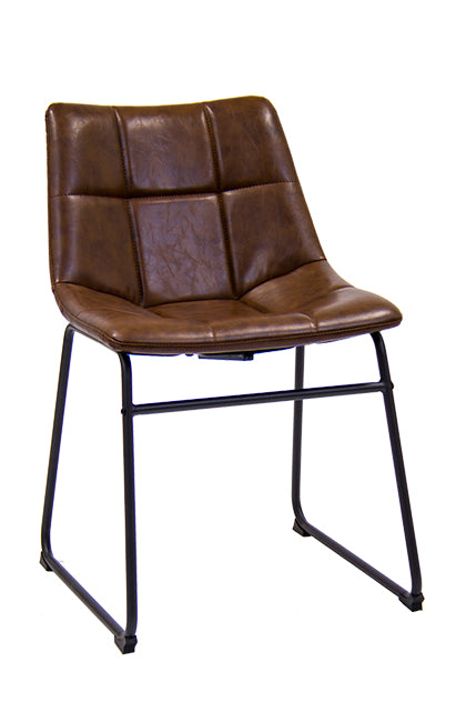 Black Steel Chair with Brown vinyl Seat