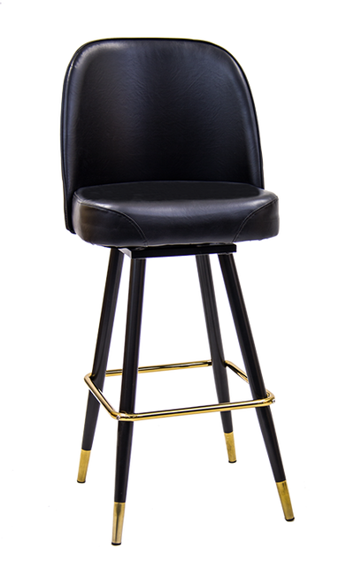 Swivel Barstool with Extra Large Black Vinyl Bucket Seat