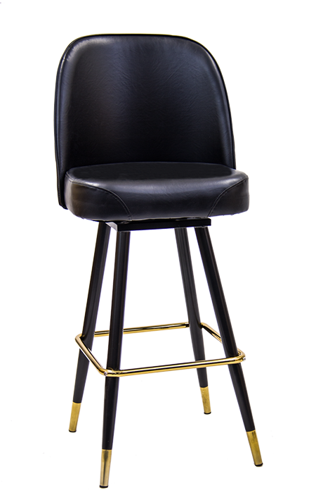 Swivel Barstool with Extra Large Black Vinyl Bucket Seat