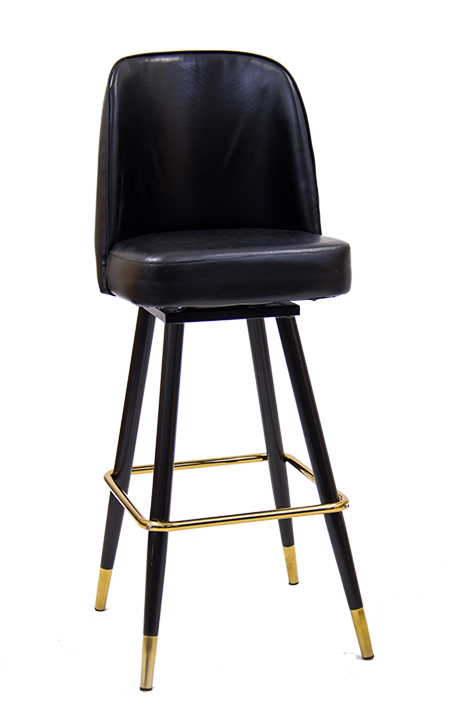 Swivel Barstool with Black Vinyl Bucket Seat