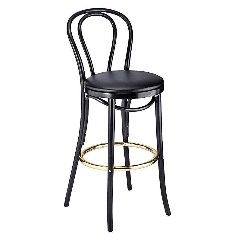 Classic Bentwood Solid Beech Wood Hairpin Restaurant Bar Stool With Gold Footrest - Moda Seating Corp