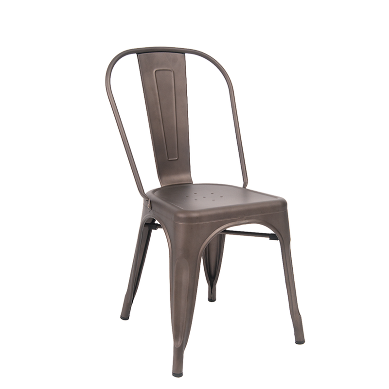 Indoor Steel Restaurant Chair in Gun Color Coating - Moda Seating Corp