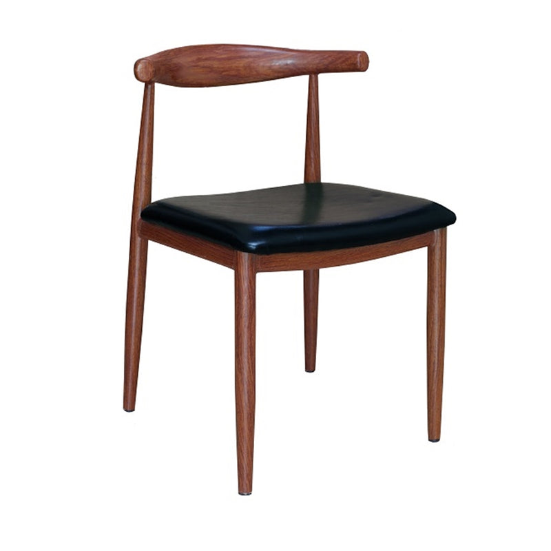 Walnut Wood Grain Steel Indoor Restaurant Chair With Black Vinyl Seat - Moda Seating Corp