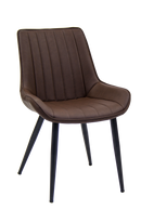 Vintage Black Steel Chair & Brown vinyl Back and Seat