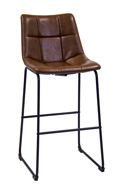Black Steel Bar Stool with Brown vinyl Seat