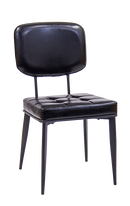 Indoor Black Metal Chair with Vinyl Seat & Back