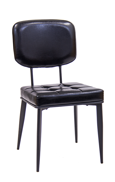 Indoor Black Metal Chair with Vinyl Seat & Back