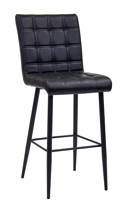 Indoor Metal Bar Stool with Black Vinyl Back & Seat