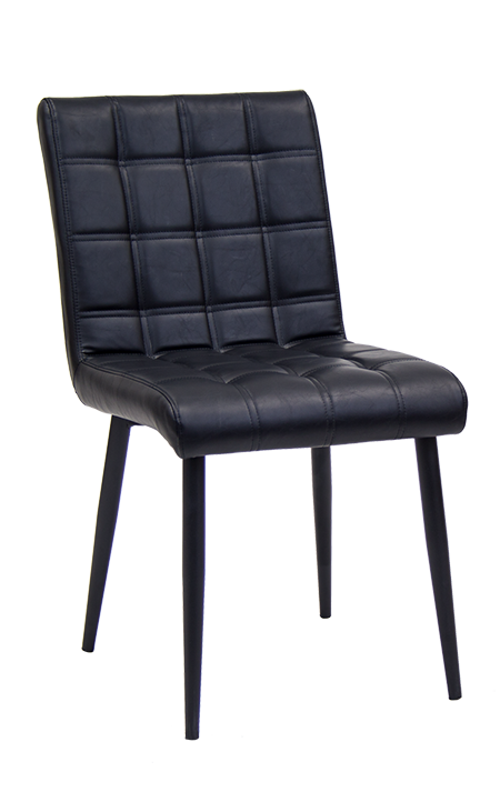 Indoor Metal Chair with Black Vinyl Back & Seat