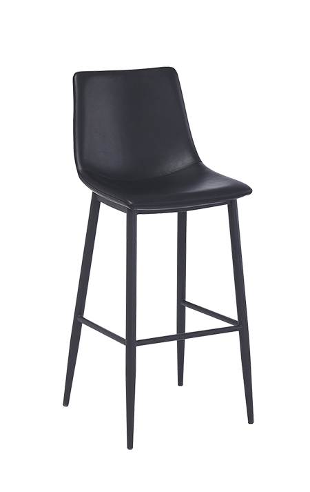 Vintage Black Steel Barstool with Black Vinyl Seat
