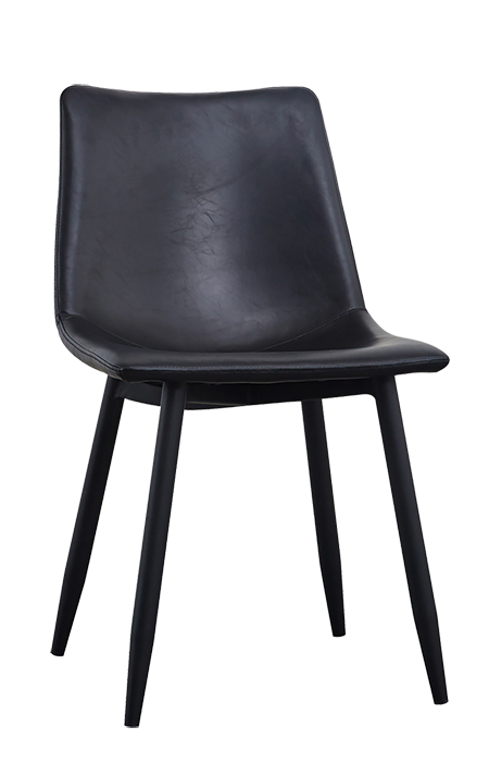 Vintage Black Steel Chair with Black Vinyl Seat
