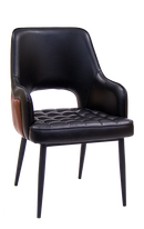 Vintage Black Steel Chair with Vinyl Seat