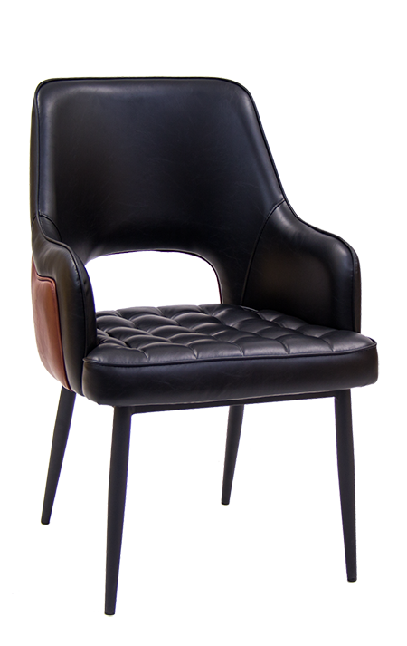 Vintage Black Steel Chair with Vinyl Seat