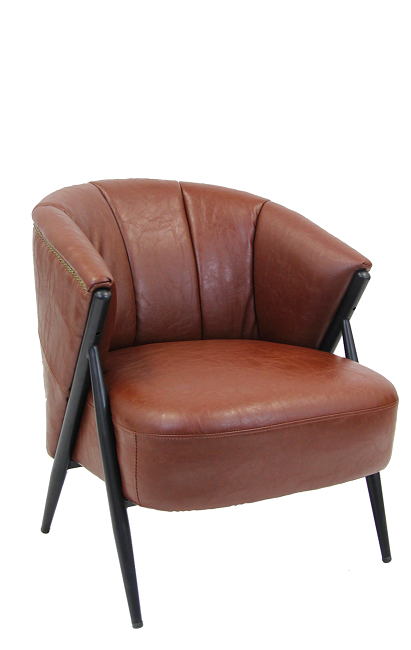 Metal Lounge Chair with Brown Vinyl Seat