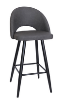 Dark Grey PU Leather Bar Stool with Black Metal Legs