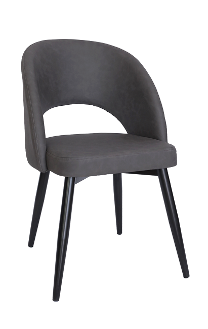 Dark Grey PU Leather Chair with Black Metal Legs