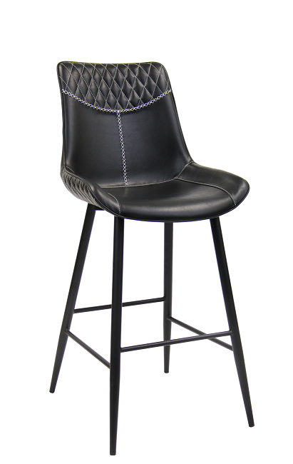 Indoor Metal Barstool with Black Vinyl Back & Seat