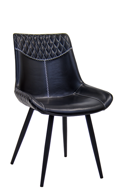 Indoor Metal Chair with Black Vinyl Back & Seat