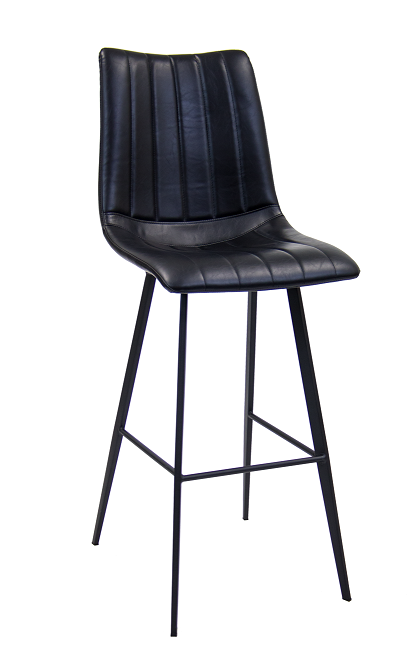 Indoor Metal Barstool with Black Vinyl Back & Seat