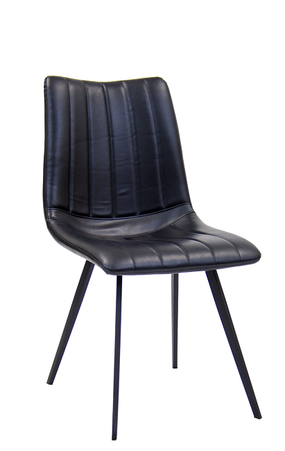 Indoor Metal Chair with Black Vinyl Back & Seat