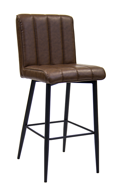 Metal Barstool & Brown Vinyl Seat and Back