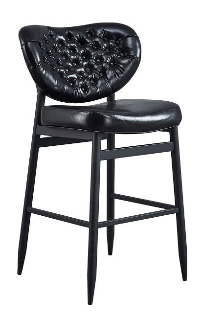 Indoor Metal Bar Stool & Black vinyl seat and Button Tufted Back