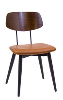 Black Metal Chair with Veneer Back and Vinyl Seat