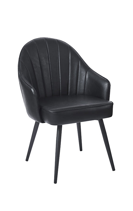 Steel legs Chair with Vinyl Bucket Seat in Black