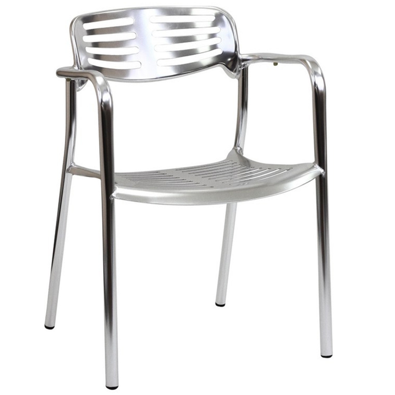 Contemporary Outdoor Aluminum Underscore Stacking Restaurant Arm Chair - Moda Seating Corp