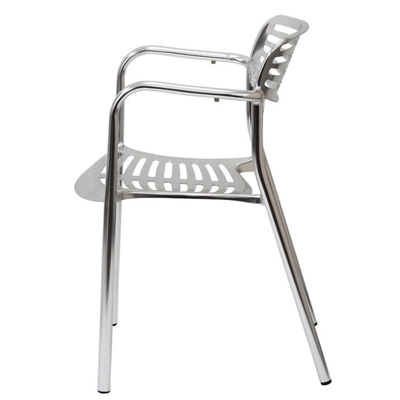 Contemporary Outdoor Aluminum Underscore Stacking Restaurant Arm Chair - Moda Seating Corp