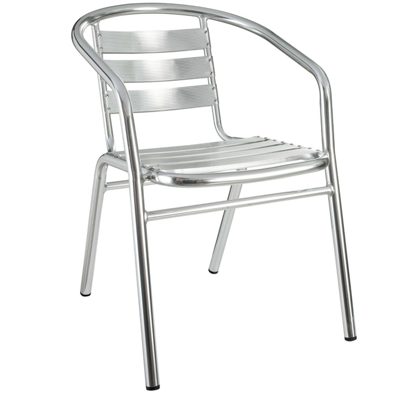 Aluminum Outdoor Slat Restaurant Stacking Arm Chair - Moda Seating Corp