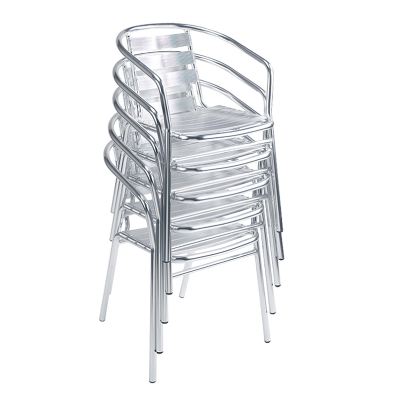 Aluminum Outdoor Slat Restaurant Stacking Arm Chair - Moda Seating Corp