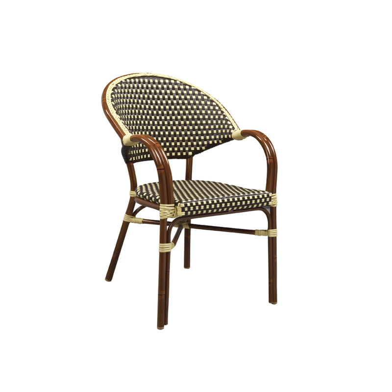 Aluminum And Cane Mahogany Bistro Arm Chair - Moda Seating Corp