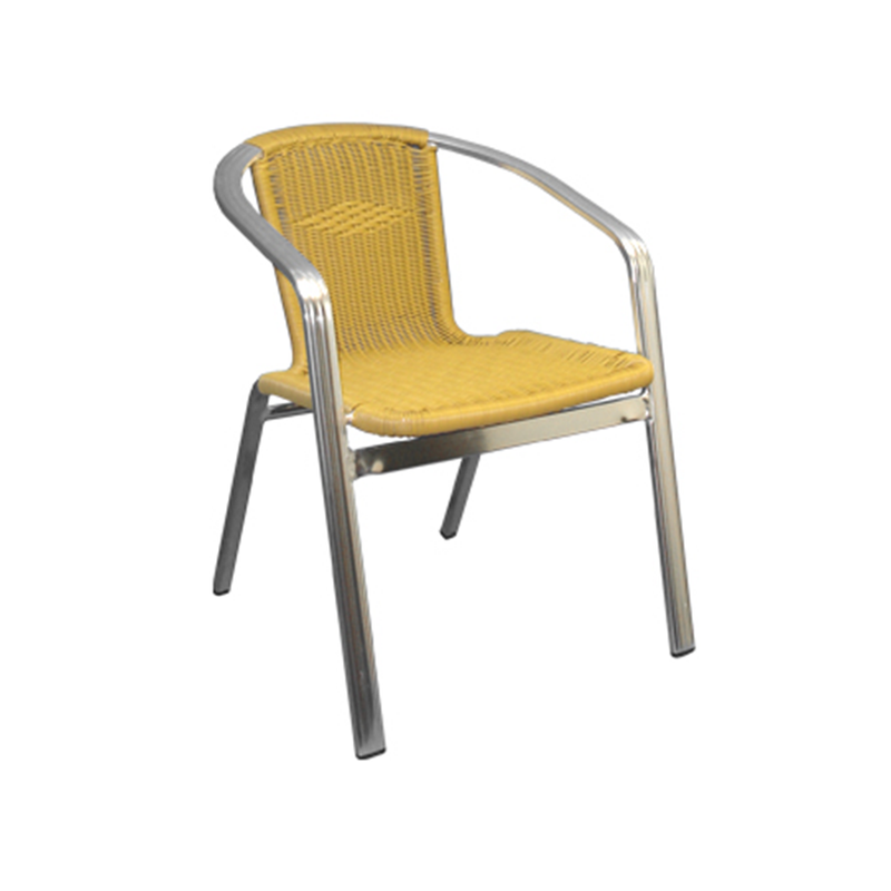 Aluminum and Golden Outdoor Wicker Stacking Restaurant Arm Chair - Moda Seating Corp
