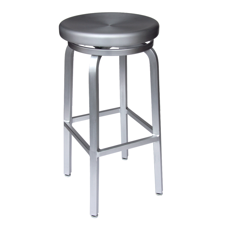 Brushed Aluminum Backless Swivel Restaurant Bar Stool - Moda Seating Corp