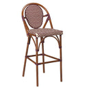 Beige and Burgundy Aluminum and Cane Bamboo French Restaurant Bar Stool - Moda Seating Corp