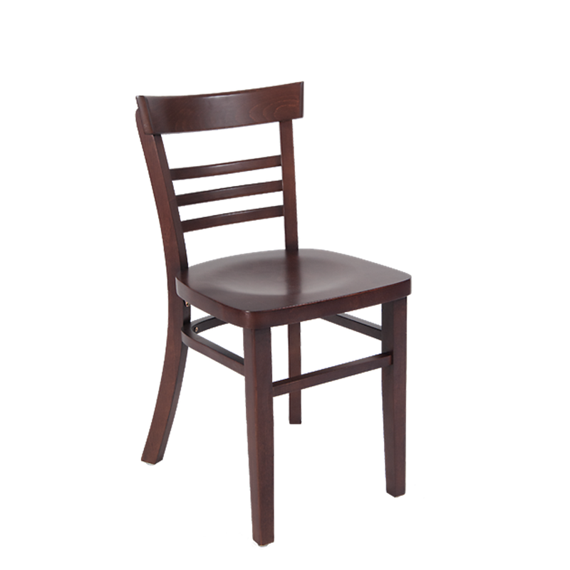 Solid Beechwood Indoor Restaurant Chair in Walnut Finish with Veneer Seat in Walnut - Moda Seating Corp