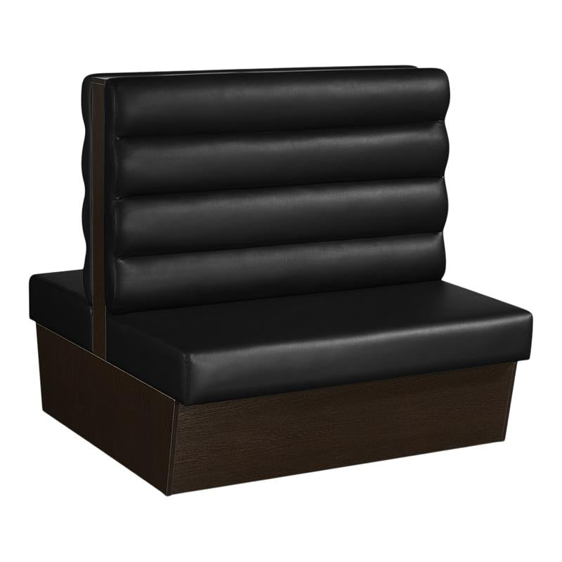 Horizontal 3 Channel Back Melamine Double Booth with Black Vinyl Back & Seat