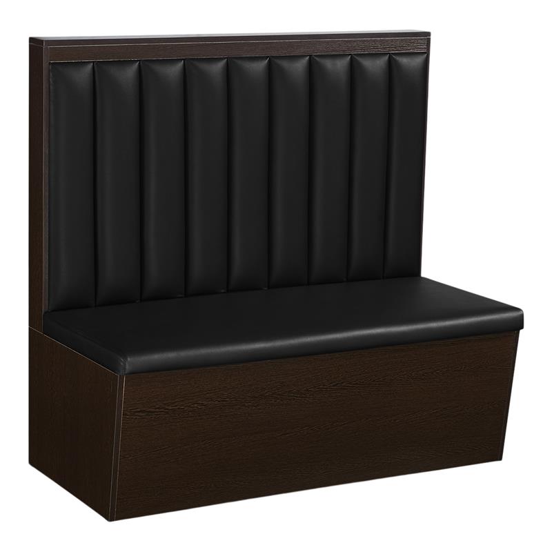 9 Channel Back Melamine Single Booth with Black Vinyl Back & Seat