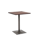 24" X 24" Square Indoor Walnut Elm Wood Restaurant Table With Gun Color Steel Base - Moda Seating Corp