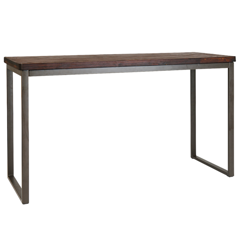 27.5" X 72" Indoor Steel Restaurant Table With Walnut Elmwood Top & Steel Dark Gun Colored Coated Le - Moda Seating Corp